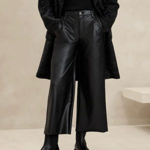 Wide Leg Vegan Leather Crop Pant